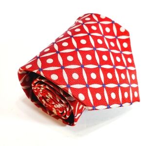 Rick Pallack Red Geometric Pattern Necktie Silk Neck Tie